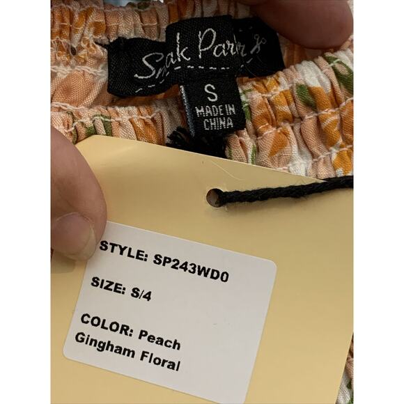 Unique Vintage Smak Parlor Peach Gingham Dress Small 4 - Picture 6 of 8